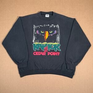 Vintage Raptor Cedar Point 90s Roller Coaster Amusement Park Crewneck Size 2XL